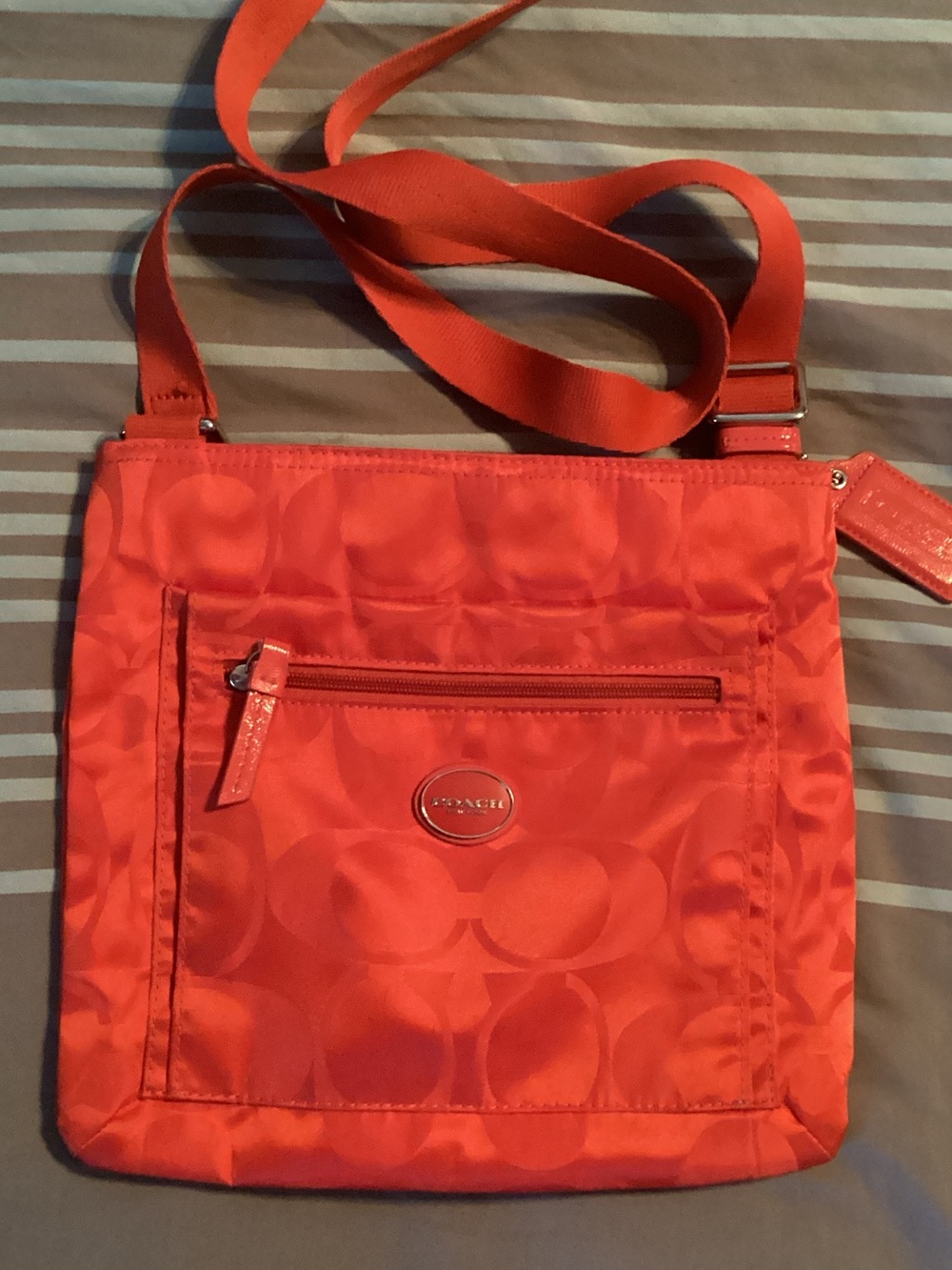 Coach Coral Signature Nylon Crossbody Bag